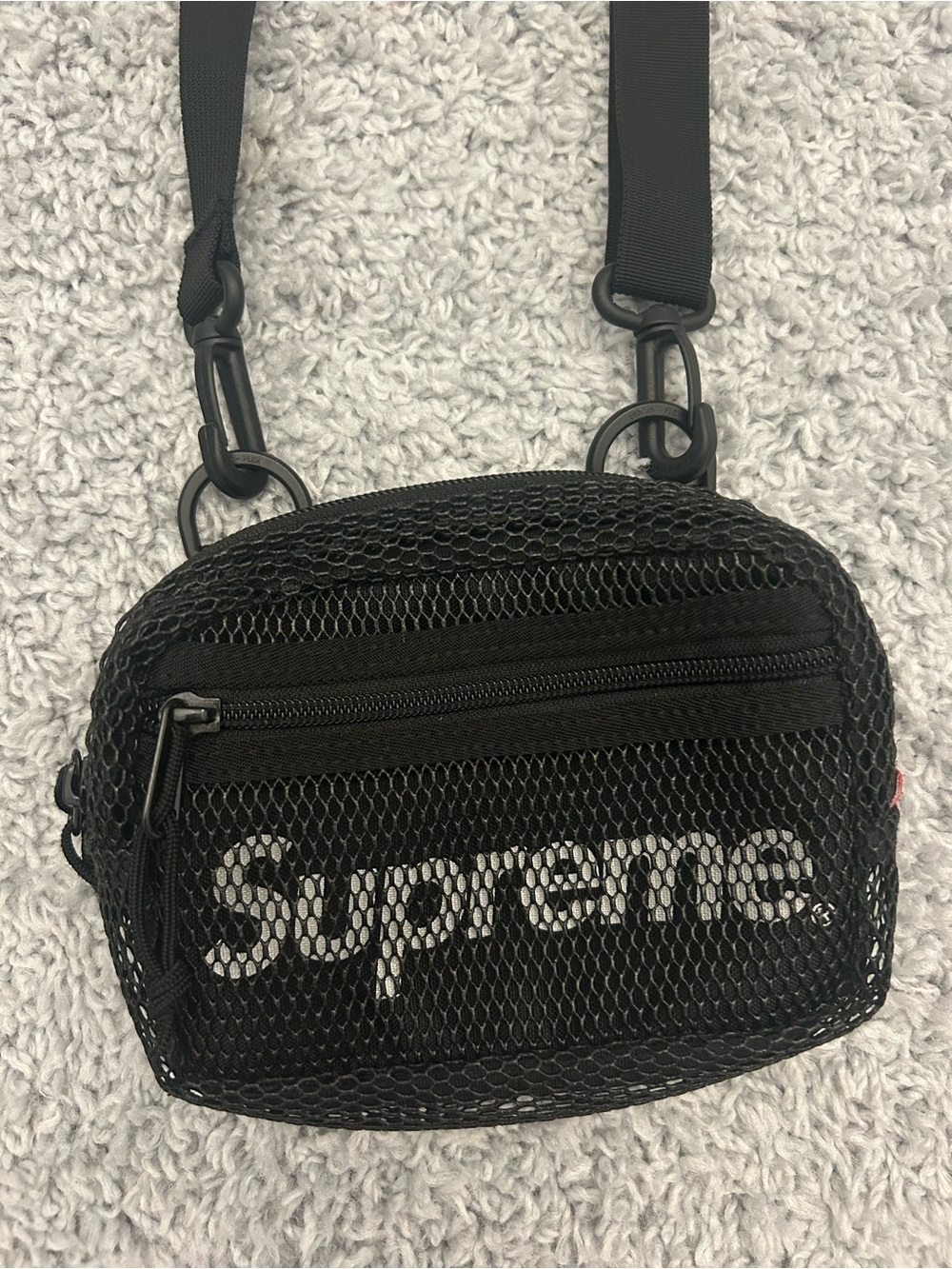 Supreme SS20 small shoulder crossbody black mesh bag